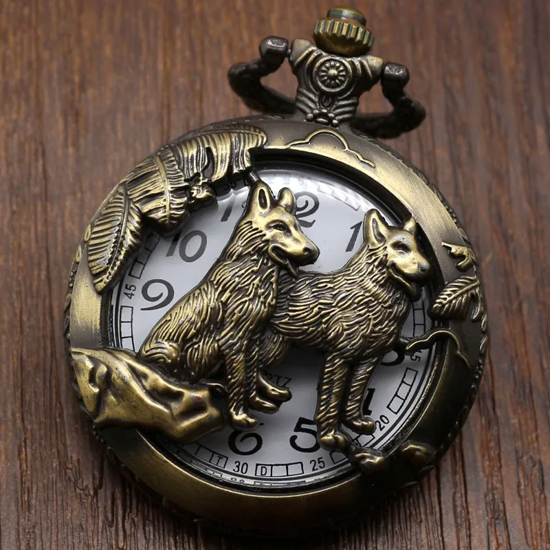 Антикварная ретро Gundog борзая узор Бронзовый карманные часы кулон Цепочки и ожерелья часы Для мужчин Для женщин цепи с мешком подарков