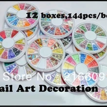 Лучшие продажи! 12 коробок = 12 колес/партия смешанные полимерные глиняные Ломтики украшения для ногтей Fimo 3D наклейки для ногтей