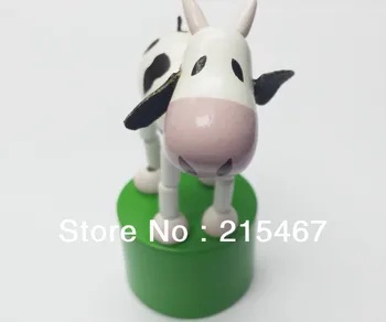 

6 pc New Traditional Movable Wooden Push base cow puppet toy birthday party favor Pinata Bag Filler Loot Gak Fun Game Gift