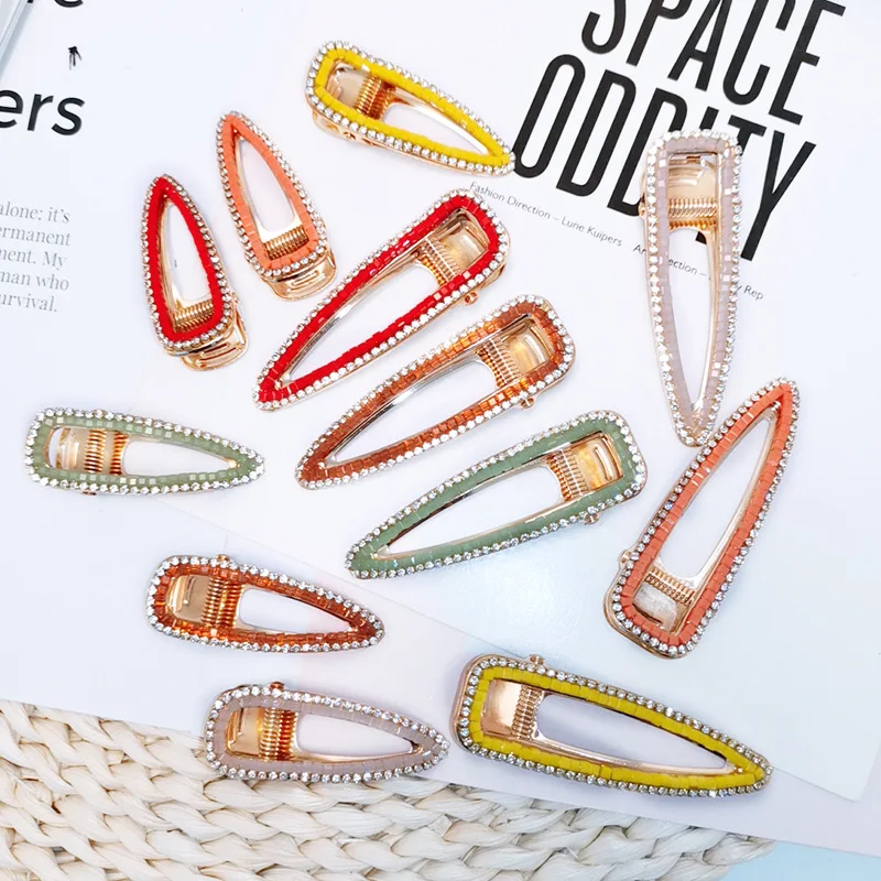 

6cm/8cm Crystal Geometric Hollow Hair Clip for Girls Duckbill Clip Women Hair Accessories Headwear Barrettes Hairpins