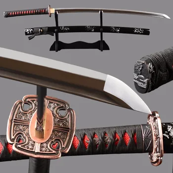 

Iaido Japanese Samurai Sword Katana Sharp Cutting Practice Sword Manganese Steel Staight Hamon Blade Espadas Metal Decoration