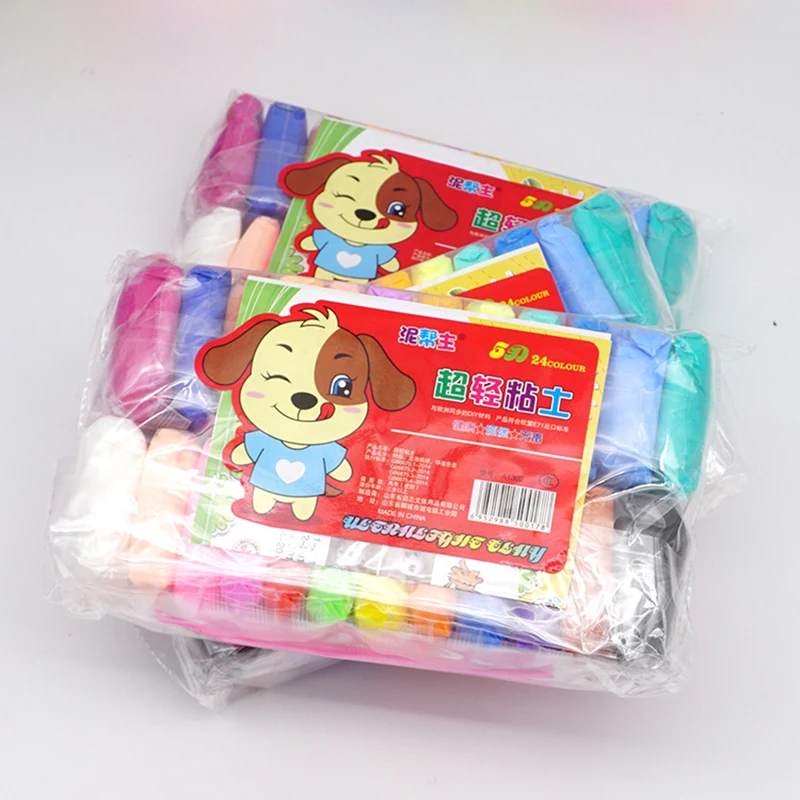 24pcs DIY Foam Clay Slime Polymer Soft Modeling Clay Tools Air Dry Light Plasticine Handgum Playdough Kid Toys for Children Gift