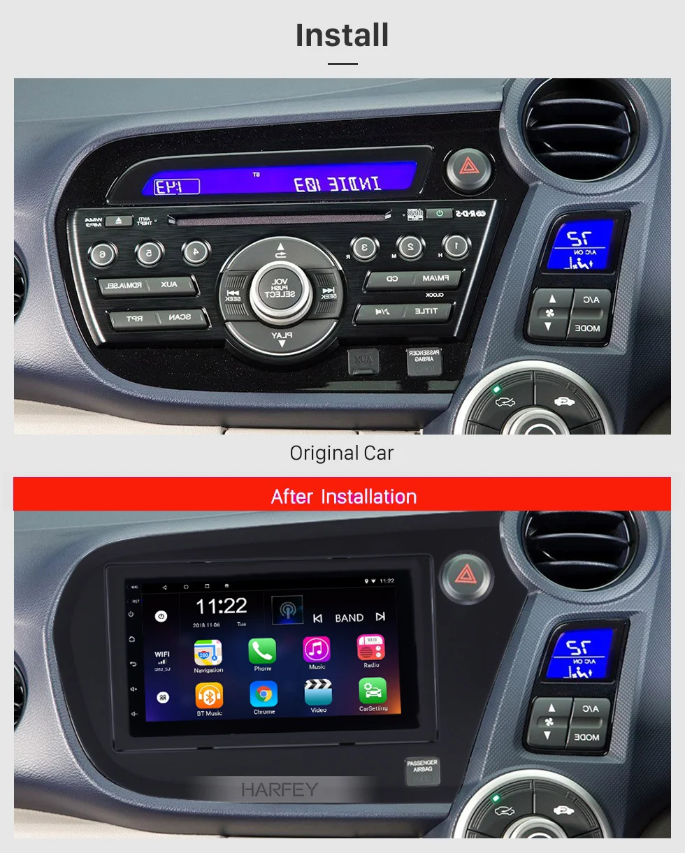 Harfey стерео " авто радио gps Navi Android 8,1 для Honda Insight RHD 2009- мультимедийный плеер HD Bluetooth FM Wifi SWC