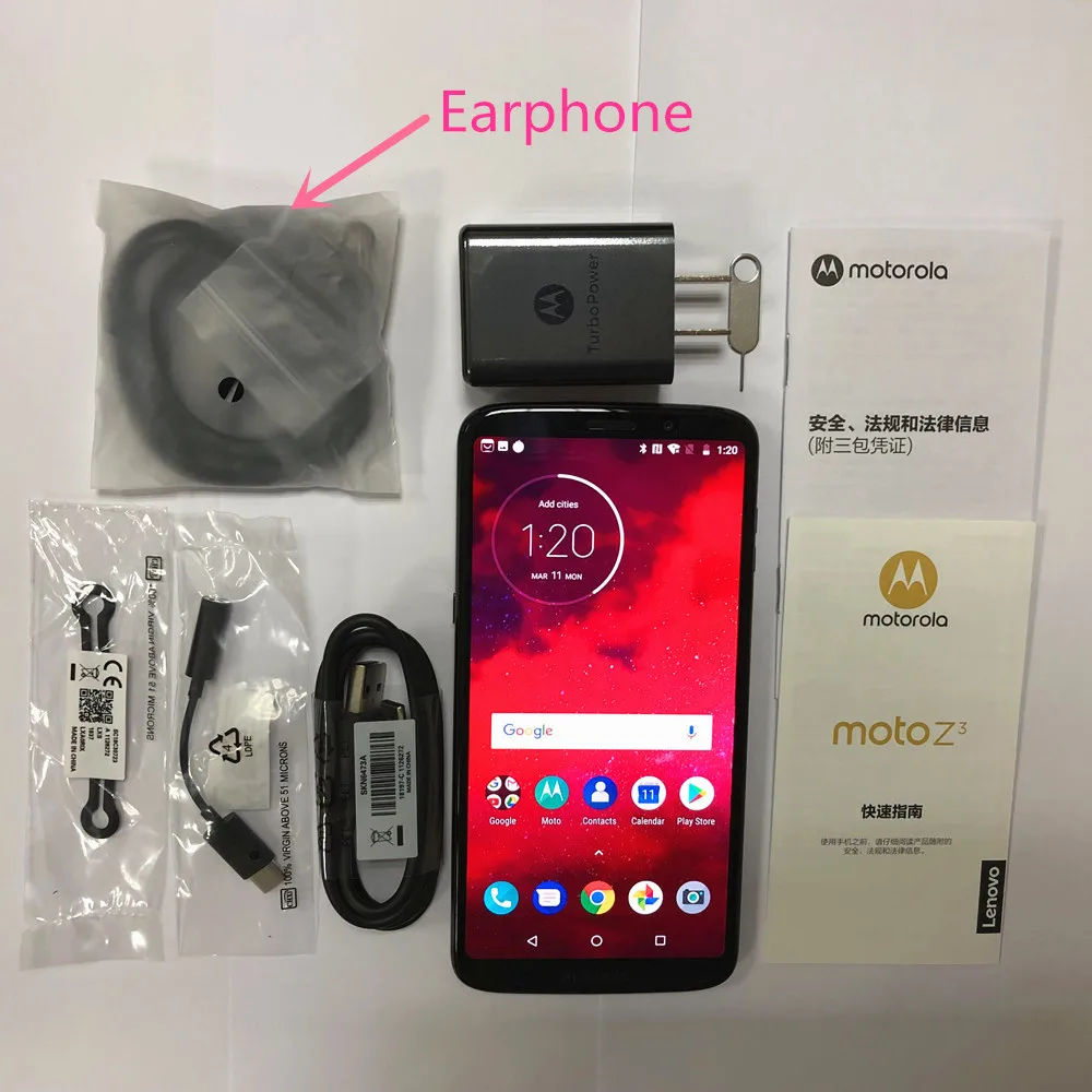 Смартфон Motorola MOTO Z3 6 01 дюйма Snapdragon835 NFC + 128 ГБ 2 камеры Android 8 1|Смартфоны| |