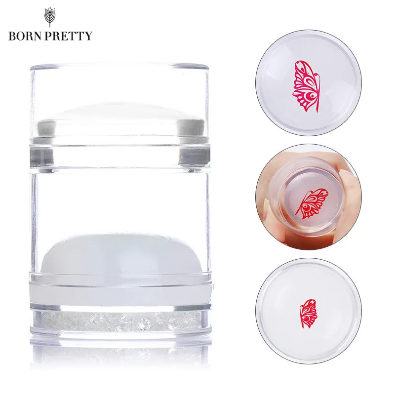 

Dual-ended Clear Jelly Nail Art Stamper Scraper Kits Silicone Head White Rhinestone Handle Stamping DIY Nail Art Manicure Tools