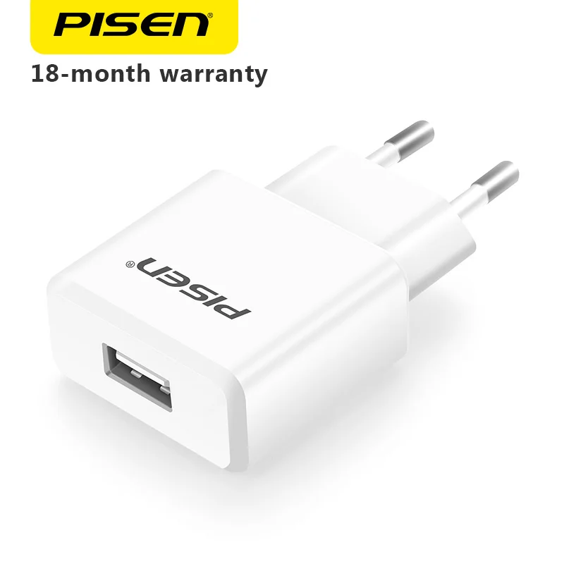 

PISEN 1A USB Wall Charger Universal Power Adapter Phone Charger Fast Charging Adapter EU Plug 100-240V for Phones and Tablets