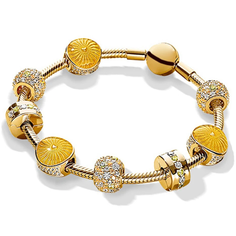 

NEW 100% 925 Sterling Silver Brand New Bracelet Set Glitter Charm Sunlight Sunshine Bracelet Bracelet Set For DIY Gifts