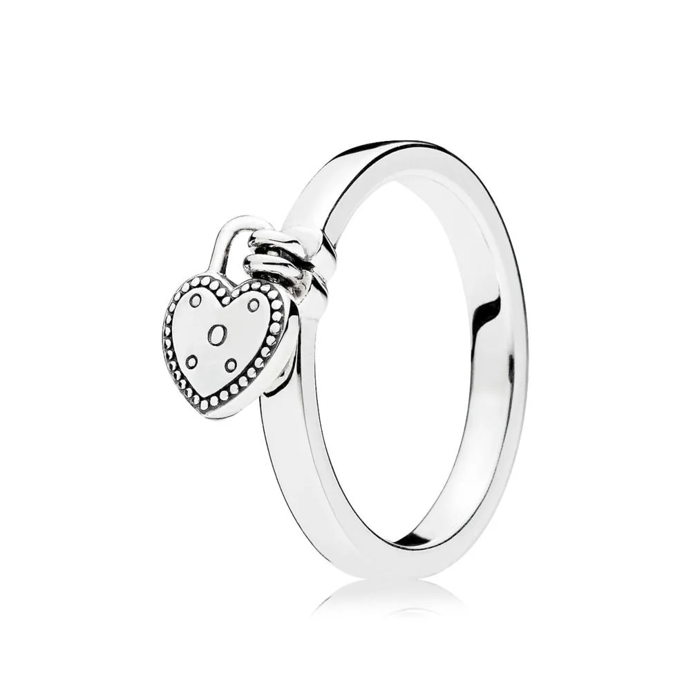 Серебряное кольцо, подвески, сделай сам, замок, сердце, с кристаллом, круглое кольцо для женщин, подарок на день рождения, хорошее ювелирное изделие
