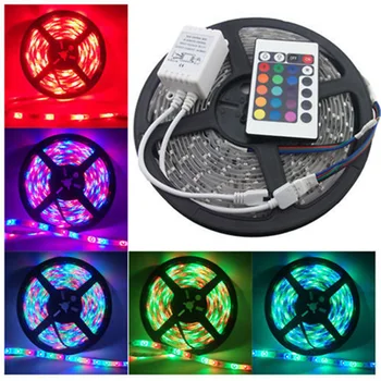 

Led Strip 3528 5M 300Leds RGB Led Light Strip EU US Plug Waterproof Flexible Lamp 24Key Remote Controller Adapter Transformer