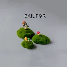 BAIUFOR Flocking Moss Stone Foam Rock Model Fairy Garden Miniatures DIY Terrarium Figurines Desktop Decor Home Accessories