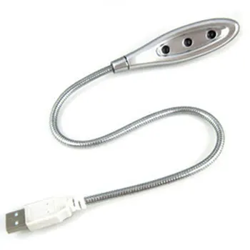 

3 LED Flexible White Flashing USB2.0 Notebook Laptop PC Reading Lamp Light