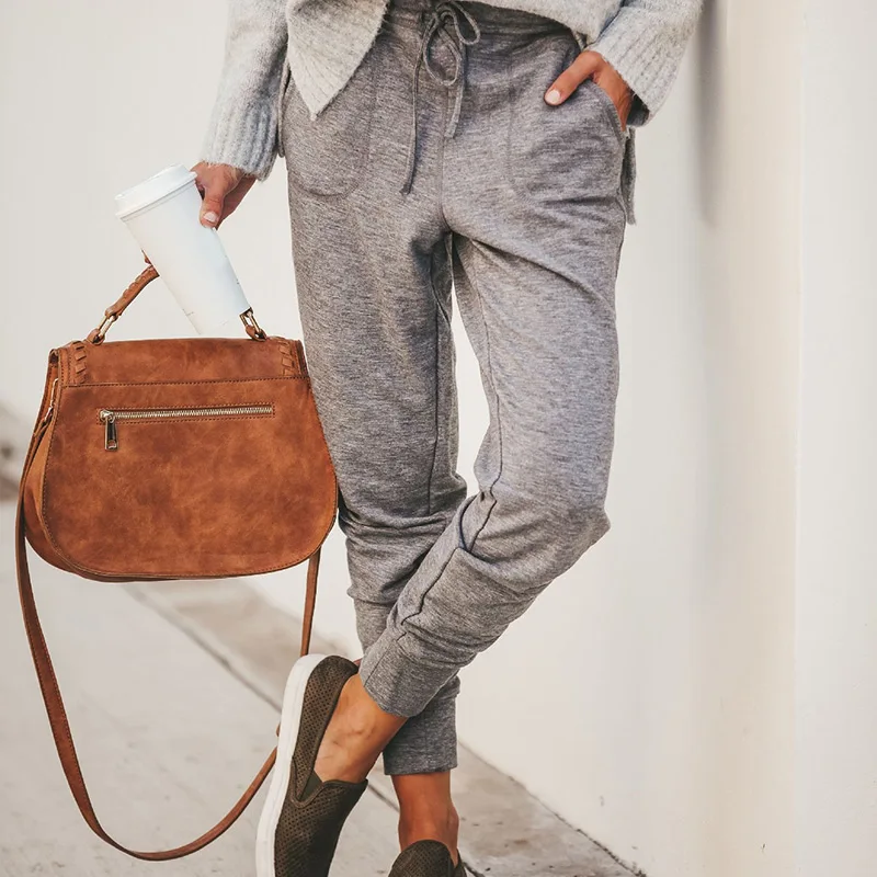 

Drawstring Casual Pencil Pants Sports Women's Pant Home Classic Ladies Trouser 2019 Autumn Loose Female Trousers