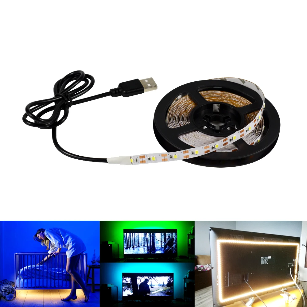 

RGB led strip Light USB DC5V SMD 2835 Lamp String Ribbon Holiday decoration illumination Tape TV Computer Backlight lighting