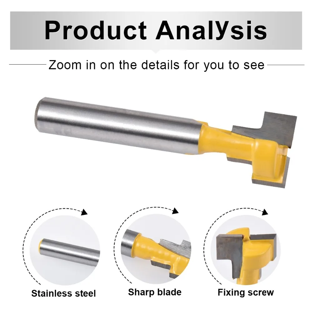 1 шт. 1/" Диаметр хвостовика 1/2" ширина лезвия Т-образная фреза твердосплавный фрезерный станок деревообрабатывающий инструмент фрезерный станок