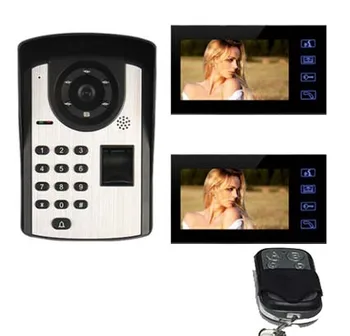 

MOUNTAINONE 7" Screen Video Door Phone Doorbell Intercom System+Waterproof Fingerprint Code Keypad Remote Access Door Camera 1V2