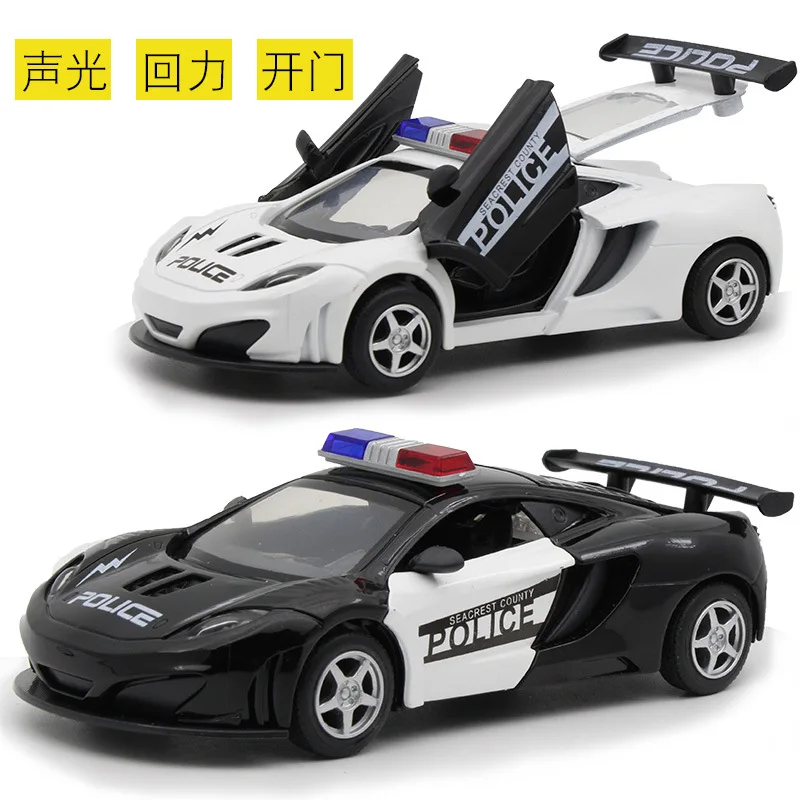 

Cool police car Alloy car Model With Pull Back Electronic toy with Simulation lights and Music Model Car Toys For baby gift
