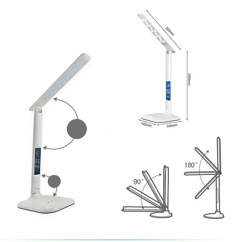 Conduziu a Lâmpada de Mesa com Display Lâmpada de Mesa Lâmpada de Leitura com Calendário Lâmpada de Escritório Portátil Relógio Flexível Moderno Pode Ser Escurecido Led 14 High Quality Luzes e Iluminação