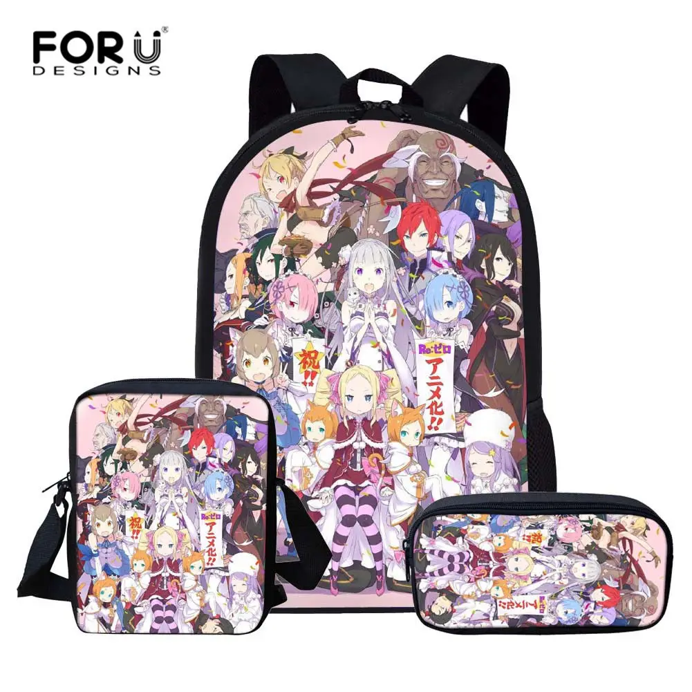 Re:Zero kara Hajimeru Isekai Seikatsu Backpack for Teenage Boys Girls Bag Emilia Rem Children School Bags Set Kids Backpack - Цвет: Z5089CEK