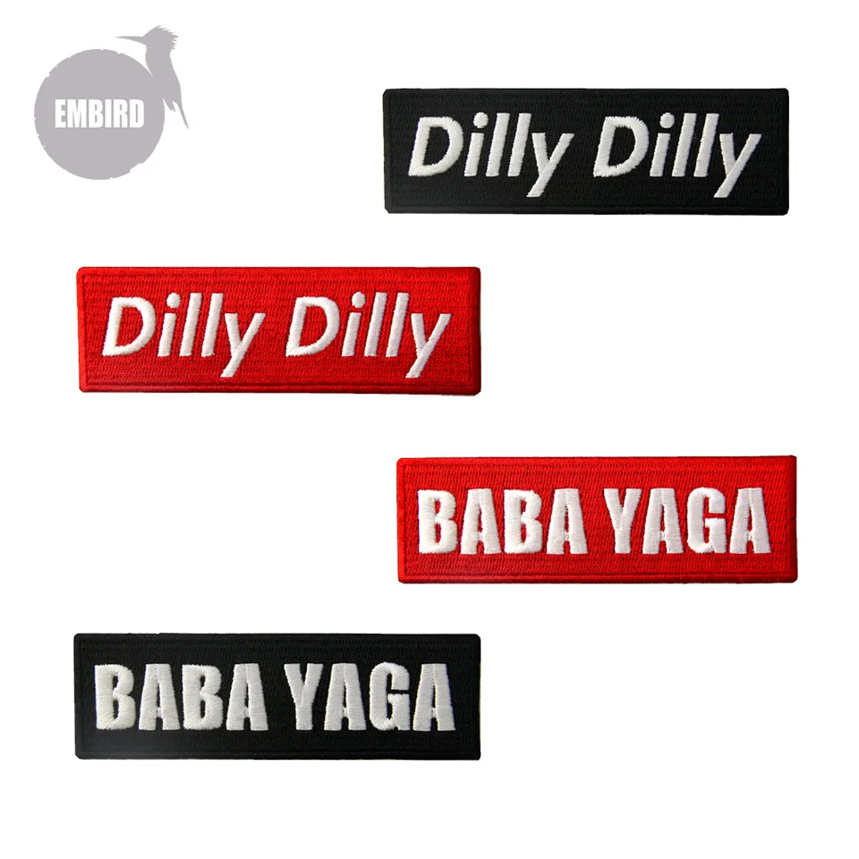 

Embird patches Embroidered iron on applique letters Dilly Dilly Baba Yaga handmade 3D applique accessories for girls patches