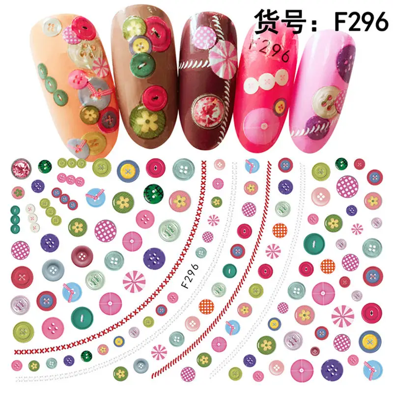 1 лист 3D наклейки на молнии/цветы наклейки для ногтей Дизайн ногтей блестящие Блестящие бабочки Самоклеющиеся татуировки для ногтей - Цвет: F296