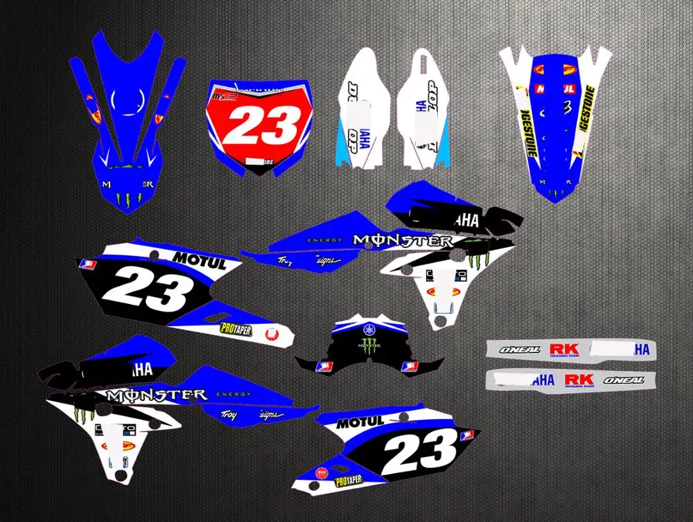 

Motorcycle PVC high translucent film Full Sticker Customized Number Decals For Yamaha YZF250 YZF 250FX YZF 250 FX 2014 - 2018