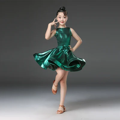Новинка года; платье для латинских танцев для девочек; платье для латиноамериканских сальсы; детская юбка из спандекса для девочек; детская юбка для сальсы, танго; танцевальный для бальных танцев - Цвет: Зеленый