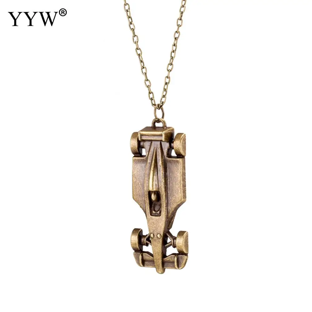 Jewelry Necklace Oval Chain Racing Car antique bronze color Neckalce