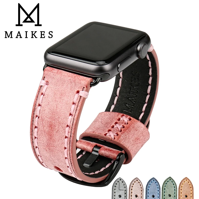 MAIKES натуральная кожа аксессуары для iwatch Apple Watch ремешок 44 мм 40 браслет серии 1/2/3/4 42