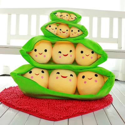 

Super Cute pillow Smiling Little Peas Plush Toy Doll 3 Peas in a Pod Pea bean beans bead birthday gift 3pcs/set free shipping