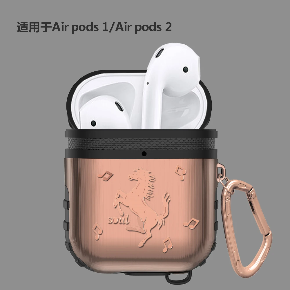 

Luxury Brand Metal Chain Protector Silicone Bluetooth Wireless Earphone Case For Apple AirPods 1 (1th) AirPods 2 (2th) cover