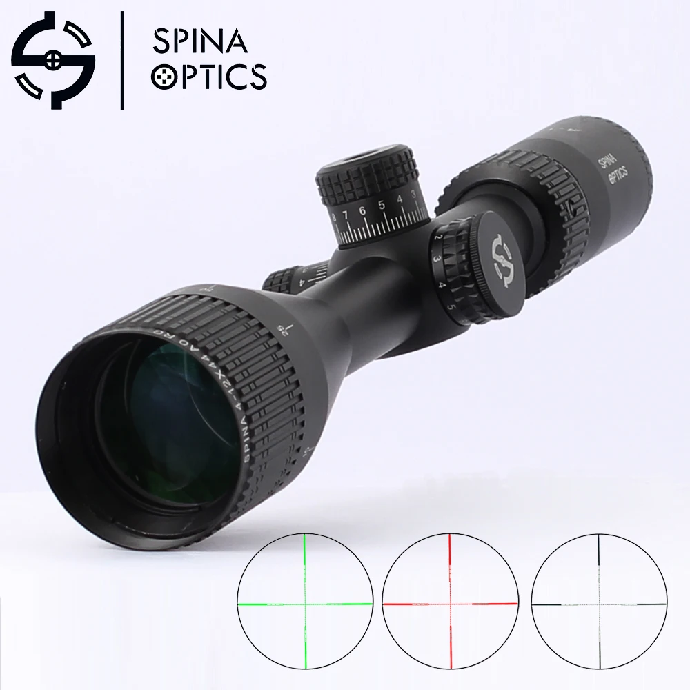 

SPINA OPTICS Riflescope Hunting 4-12X44 adjustable Mil Dot Red Green Reticle Tactical Optics illuminate Sight