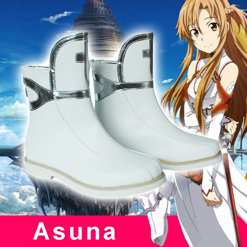 2017 Anime Sword Art Online SAO Asuna Yuuki Cosplay Boots font b Shoes b font Costumes
