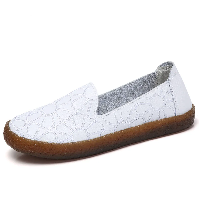 

New Womens Shoes Casual Loafers Fashion Sneakers Ladies Slip-on Embroidery Flats Split Leathers Woman Four Seasons Shoes Luxury