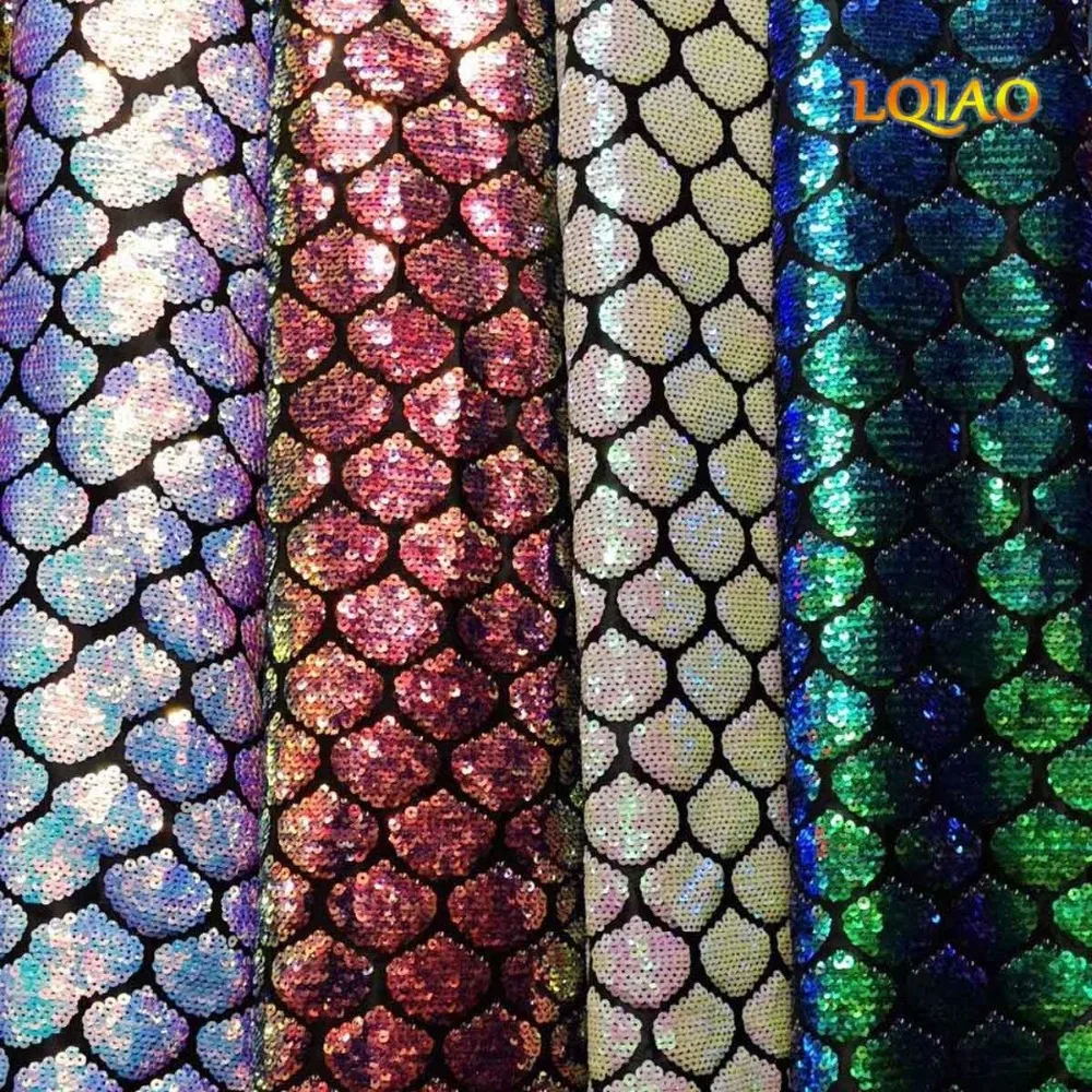 

LQIAO New Fish Scale Mermaid Sequin Fabric by the yard,Patchwork Cloth,DIY Sewing Craft Material For Baby&Child Cloth/Bag,Dress