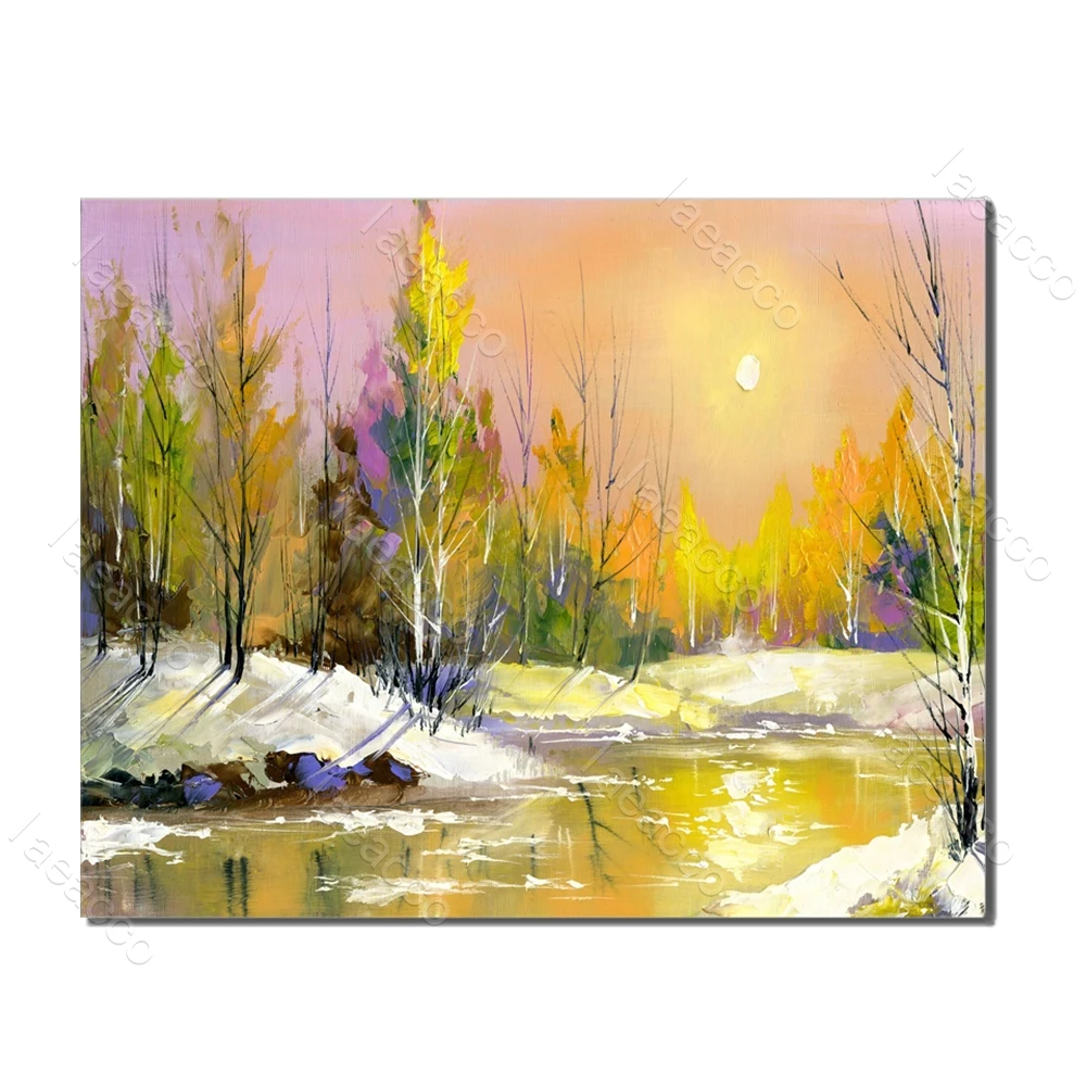 

Abstract Winter Outside Posters and Prints Vintage Canvas Oil Painting Wall Artwork for Home Decoration Wedding Decor No Frame