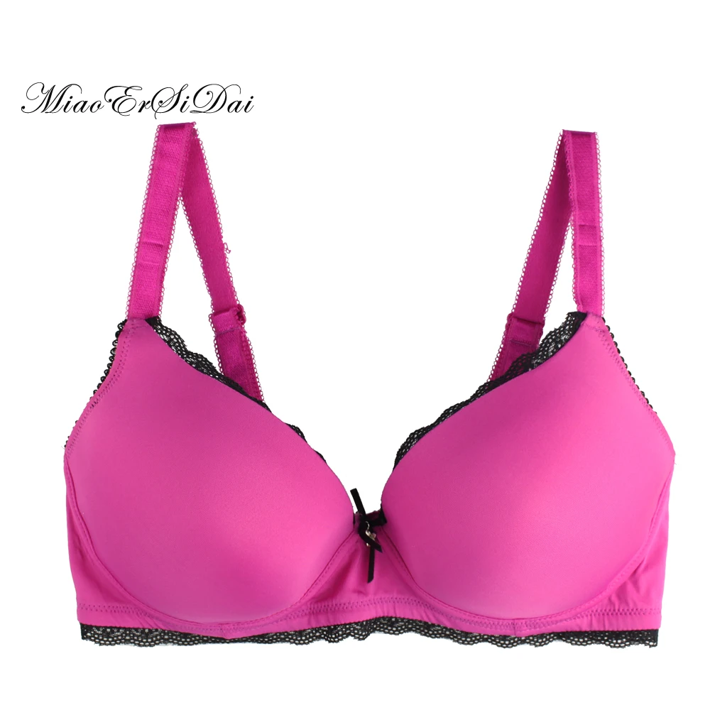 

MiaoErSiDai Rose Red Stitch Black Lace Women Bra Soutien Gorge