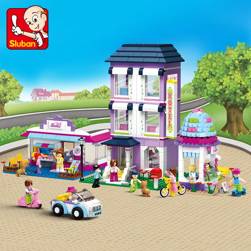 Pink Dream City Street House Model Building Blocks Sets Hobbies Educational Toys for children Compatible LegoINGs Friends Bricks