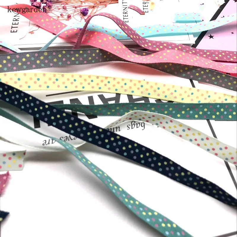 

Kewgarden 10mm 1cm Dots Grosgrain Ribbon Handmade Tape DIY Bowknot Accessories Satin Ribbons Riband 14m/lot