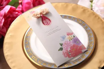 

Oriental Cheongsam Buckle Wedding Party Invitations, Chinese Chirpaur Knotted Button Invitation Cards, 100PCS, Express Shipping
