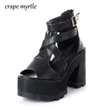 gladiator sandals women summer shoes High Heels black Sandals Platform Shoes thick heel sandals for women platform Sandals Y852 lxunyi gladiator leather rhinestone sandals women brand summer shoes fashion square heel high heels ankle strap platform sandals