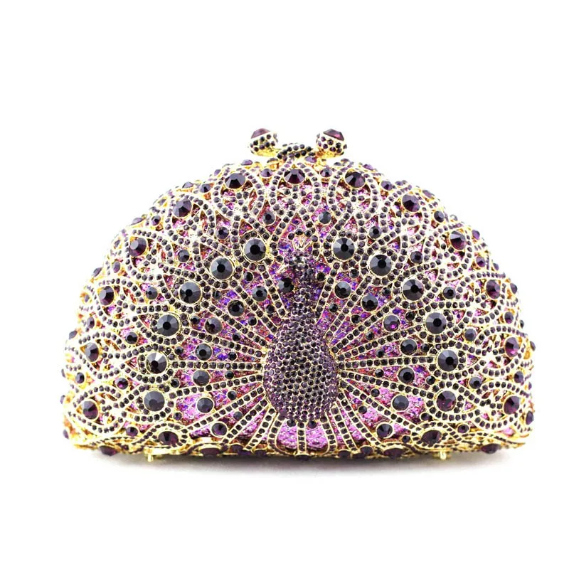 purple peacock crystal bag