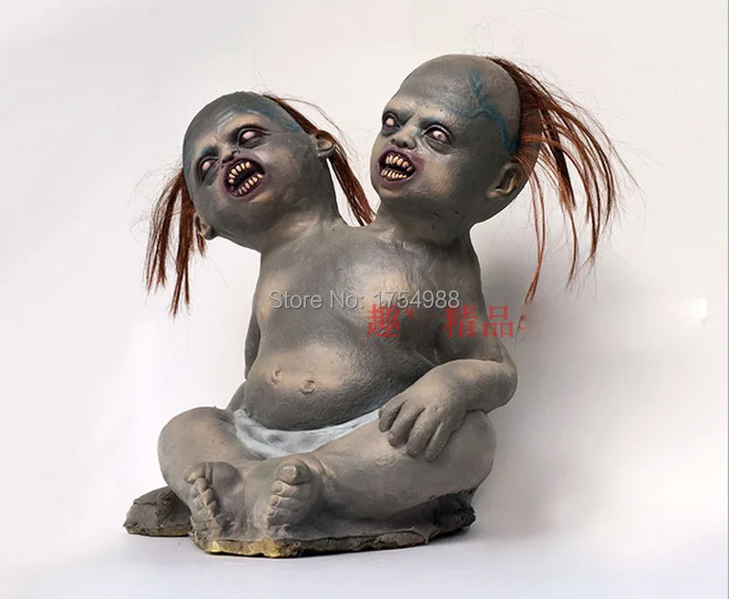 Хэллоуин вечерние реквизит ужас двойная голова кукла дом с привидениями голова дьявольская кукла кровавый ужас пугать людей комната побега реквизит