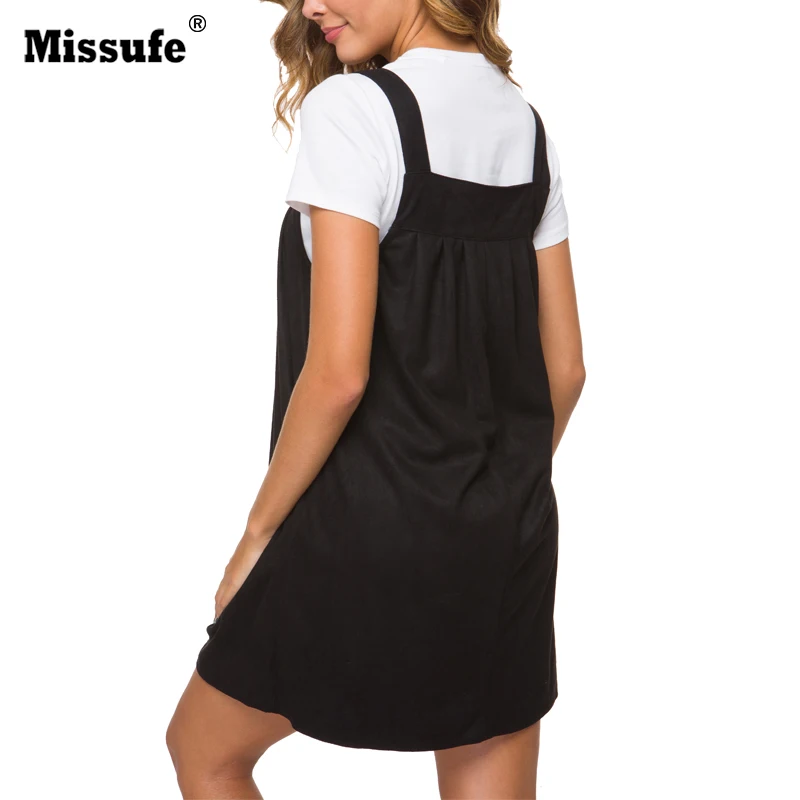 Missufe повседневное летнее платье черное с тонкими бретельками A LIne Vestidos женское