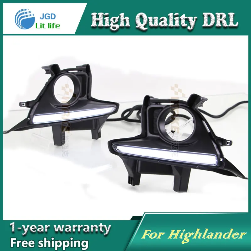 Free shipping !12V 6000k LED DRL Daytime running light case for Toyota Highlander 2015 fog lamp frame Fog Car styling | Автомобили и