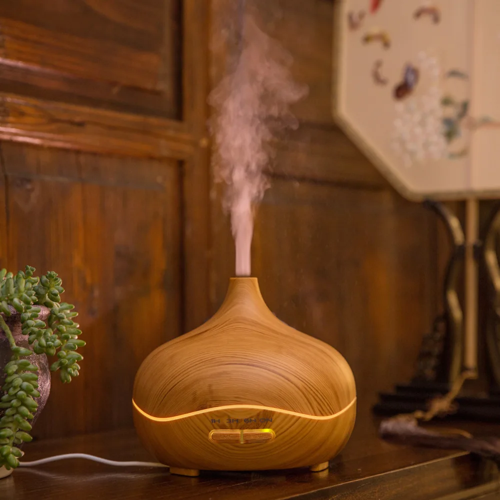 300ml Mini Mist Air Humidifier Wood Grain Ultrasonic Aroma Essential