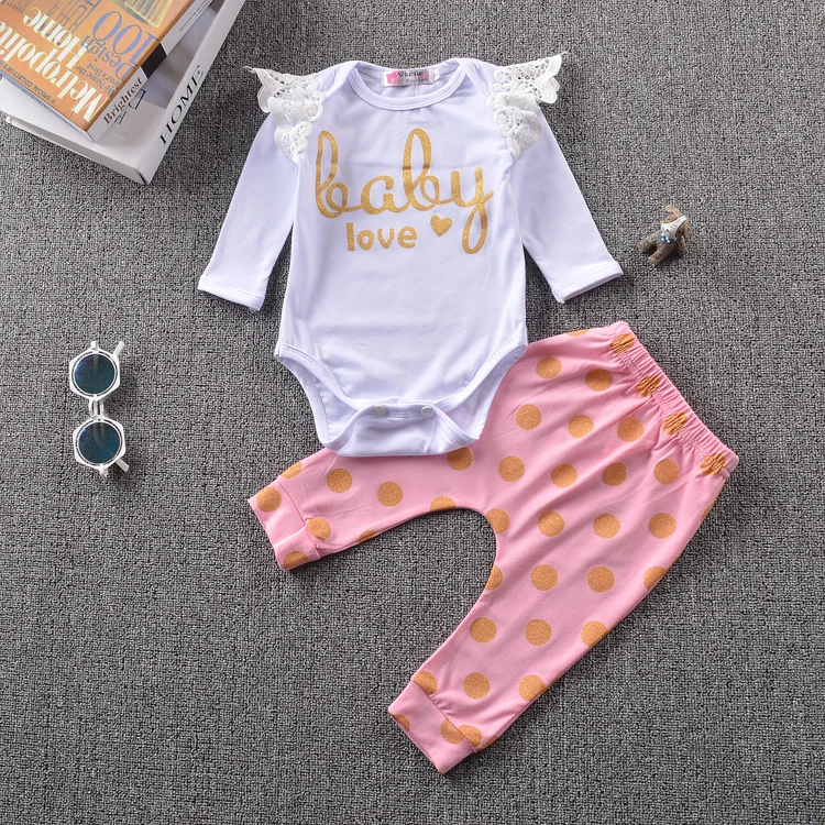 2017-baby-girl-clothes-Flower-letter-Pattern-long-sleeve-Bodysuit-Gold-dots-pants-2pcs-suit-newborn-baby-girl-clothing-set-2