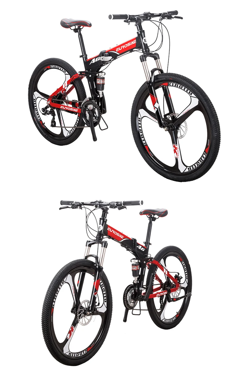 Sale EUROBIKE Folding Bike 26 Inches Aluminum Frame 21 Speed  Gears Dual Suspension Mountain Bike 4