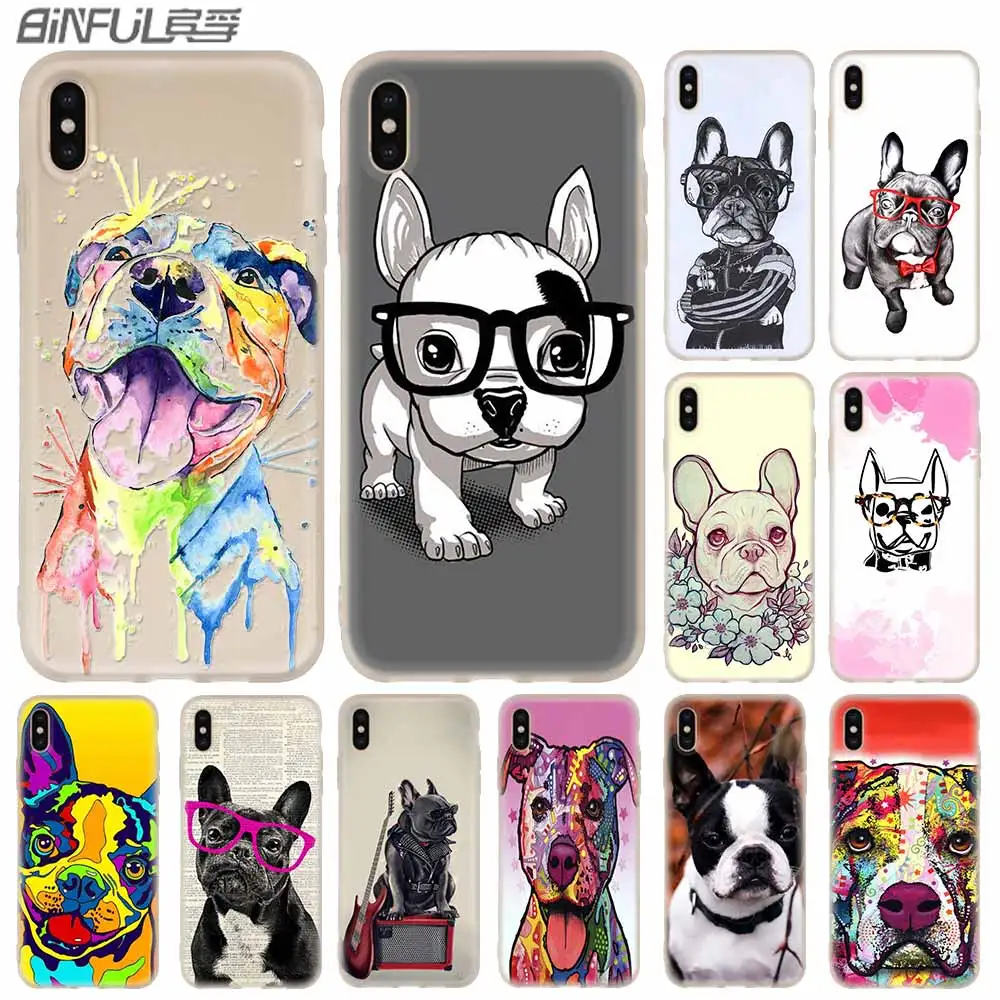 

Cases Silicone soft Cover for iPhone 11 Pro X XS Max XR 6 6S 7 8 Plus 5 4S SE dog american bulldog