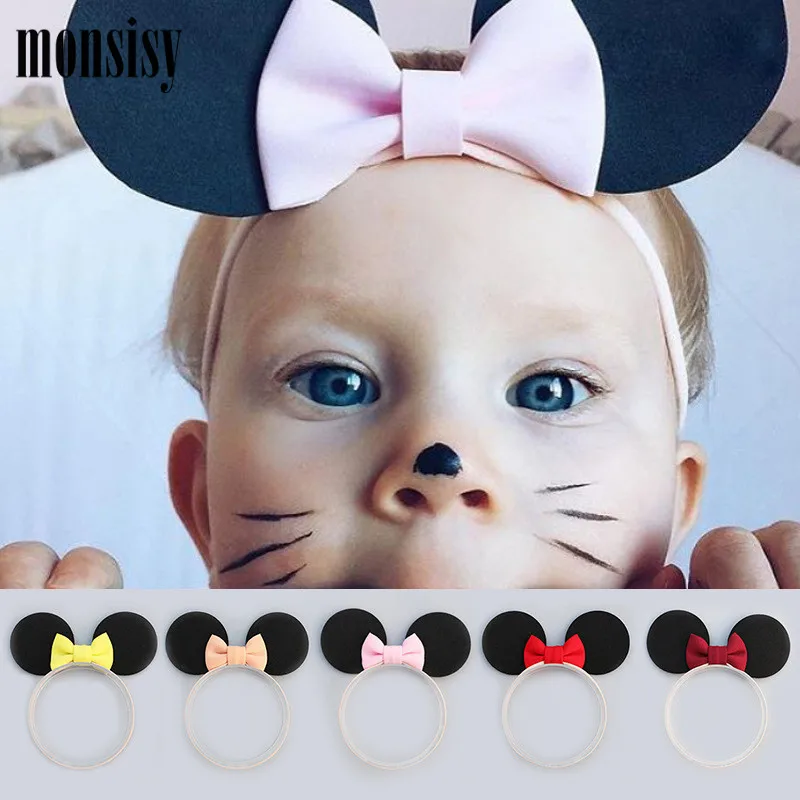 

2019 New Baby Headbands Mini Mouse Ears Hairbands For Girls Elastic Bowknot Headwear Kawaii Kids Birthday Party Hair Accessories