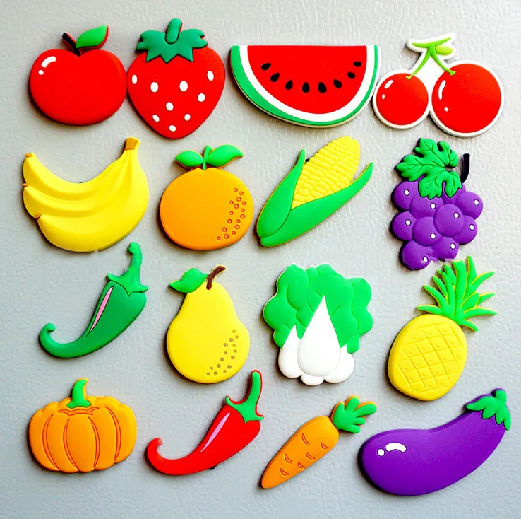 10PCS Cartoon Fruit Fridge Wholesale 3D Sticker